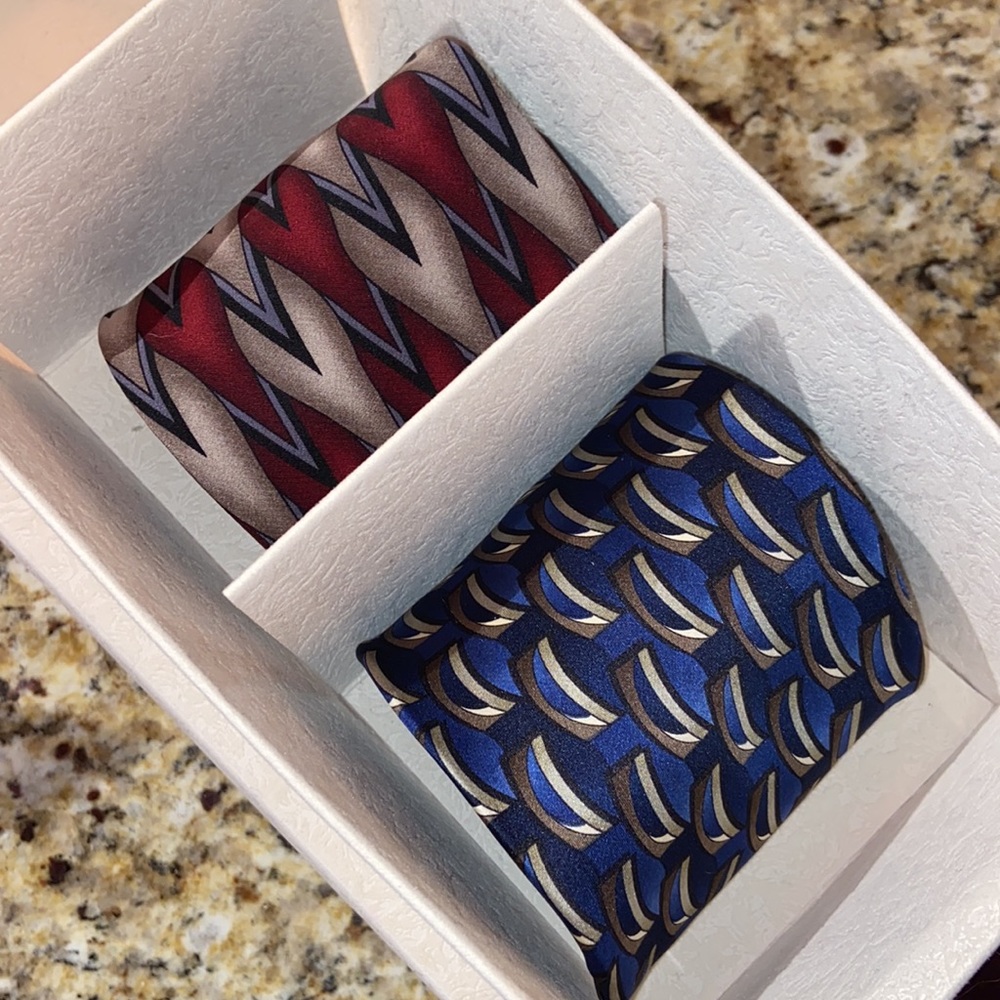 Cocktail Collections Geometric Silk Ties Set of 2 Red & Blue